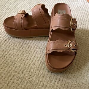 DV by Dolce Vita Tan Sandals with Gold Accents